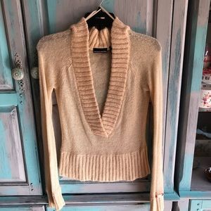 “DKNY Jeans” plunging neck sweater